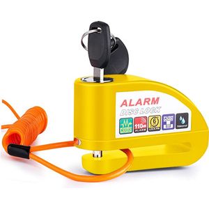 VINZ Elbroes Schijfremslot Alarm / Remschijfslot met alarm – 6 mm - Geel