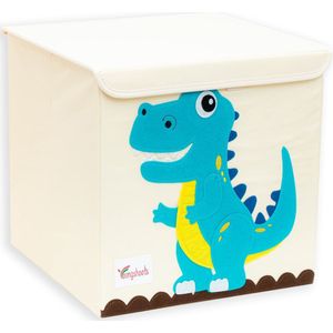 Intirilife opbergdoos met deksel voor kinderen - 35,1 x 33,5 x 33,2 cm - Dinosaurus motief - Kubusvormige opbergdoos voor speelgoeddekens Kleding compatibel met Kallax planken