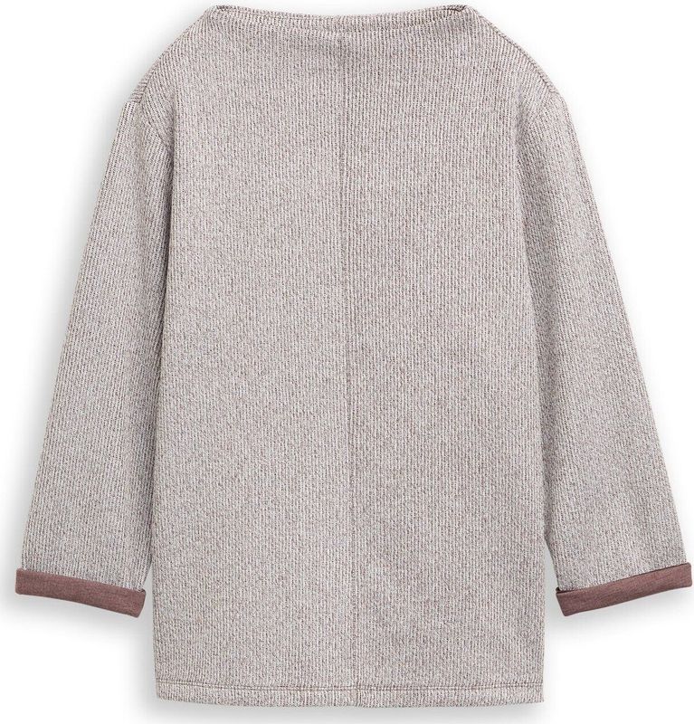 TOM TAILOR - Sweatshirt - Donkerbruin - Effen - Lange Mouw