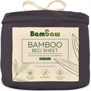 Bambaw - Luxe Bamboe Hoeslaken - Houtskool - Ultra Ademend - Hypoallergeen