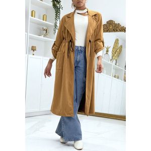 Dilena fashionTrenchcoat lang camel Suedine