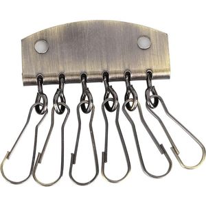 Leren sleuteletui met 6 haken- Clip Sluiting- Sleutelring Organisatorhouder- Sleutelrij Portemonnee- Hardware sleutelring - Bronzen .