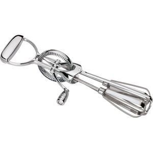 Sneeuwracket L 31 cm, roerapparaat van roestvrij staal, handvat en wiel van kunststof, handmixer handmatig zonder stroom, garde voor room en eieren