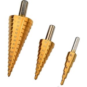 3 Delige - Stappenboor - Conische plaatfrezen - stappenboor Set - Gaten Boor - Trapboor stappenboren - LOUZIR