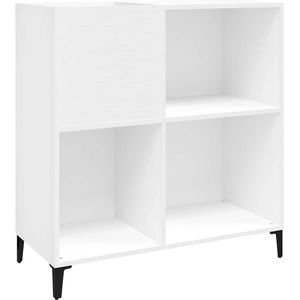 vidaXL - Platenkast - 84,5x38x89 - cm - bewerkt - hout - wit