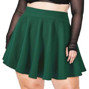 Dames Basic Mini Skater Rok Hoge Taille Casual Plisse Rok Grote Maten