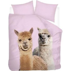 Snoozing Alpacas - Flanel - Dekbedovertrek - Lits-jumeaux - 240x200/220 cm - Multi kleur