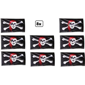 8x Vlag Piraat kleur 90x150cm - Piraten Pirates piraat vlag thema feest party festival