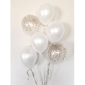 Huwelijk / Bruiloft - Geboorte - Verjaardag ballonnen | Off-White / Wit - Transparant - Polkadot Dots - Ballon | Baby Shower - Kraamfees - Fotoshoot - Wedding - Birthday - Party - Feest - Huwelijk | Decoratie - Versiering | DH collection - Chique!