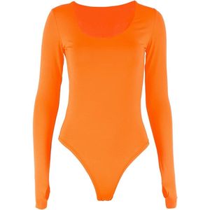 Provento - Oranje Dames Bodysuit met Lange Mouwen en Charmante Slanke Pasvorm voor Dagelijkse Danspraktijk