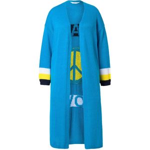 Angel of Style - Dames - Lang vest Peace-motief op de rug open model - Licht turkoois - Maat 46+