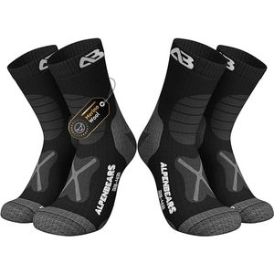 Wandelsokken van merinowol - [2 paar] - professionele trekkingsokken voor wandelen - outdoor sokken voor dames, heren & kinderen - warme merino wandelsokken - functionele sokken - trekking sportsokken
