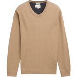 Tom Tailor - BASIC V-NECK KNIT - Heren Trui - Bruin - V-hals