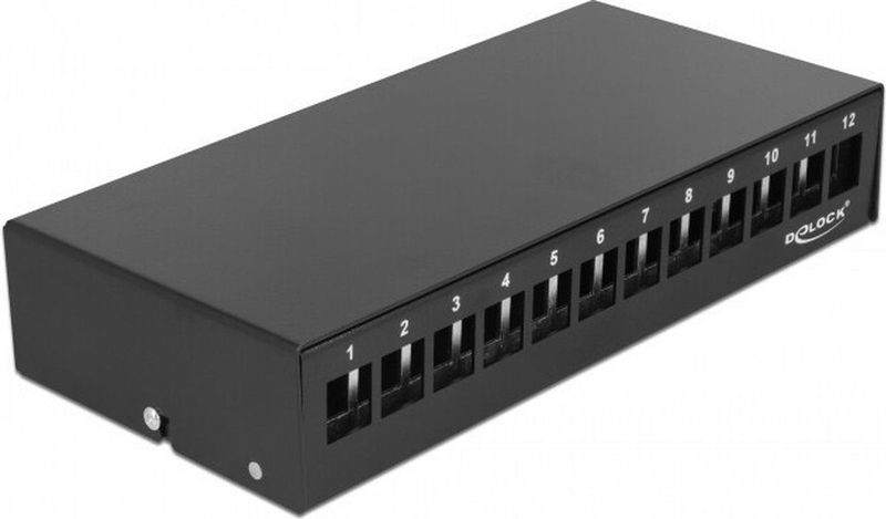 Delock - Keystone Patch Panel - 12 Poorten - Zwart - Afgeschermde Behuizing