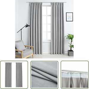 The Living Store Gordijnen 140 x 175 cm - grijs suède-touch polyester (set van 2)