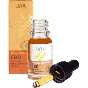 LAYV® CBD Hennep Olie 20% 2000 mg Druppels - Natuurlijk Extract met Zuiver CBD en Terpenen - Milde Smaak - Vegan