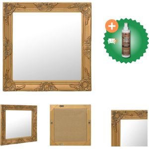 vidaXL Wandspiegel barok stijl 60x60 cm goudkleurig - Spiegel - Inclusief Houtreiniger en verfrisser