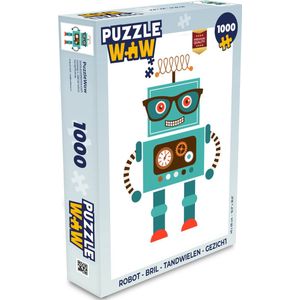 Puzzel Robot - Bril - Tandwielen - Gezicht - Jongens - Kids - Legpuzzel - Puzzel 1000 stukjes volwassenen