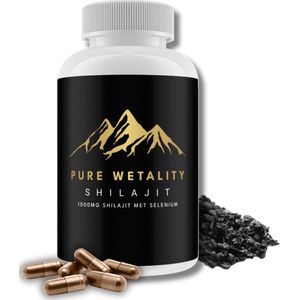 Pure Wetality Shilajit® - Shilajit Capsules - Pure Shilajit Resin - Met Extra Selenium & 85 Mineralen - 100% Veilig Getest & Puur - Superfood Supplement - Labgetest & Gecertificeerd