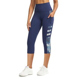 Tuspryt Sportlegging voor dames, met zakken, ondoorzichtig, hoge taille, sportbroek voor dames, 3/4 fitnessbroek, loopbroek, capri