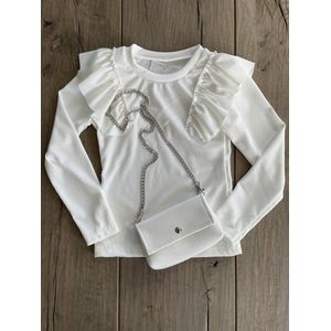 Longsleeve en tas lange mouw off-white smal model maat 116 (kinderkleding)