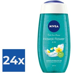 NIVEA Douchegel Hawaii Flower & Oil - 250 ml - Voordeelverpakking 24 stuks
