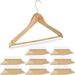 Relaxdays 96 x kledinghangers - kledinghangerset - hout - garderobehangers – bruin