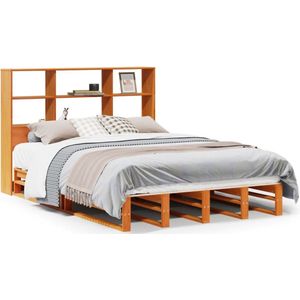 vidaXL - Bed - met - boekenkast - zonder - matras - hout - wasbruin - 160x200 - cm
