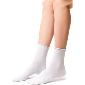 Zilver glittersokken dames-meisjes–katoen met lurex–2 paar–maat 35-37