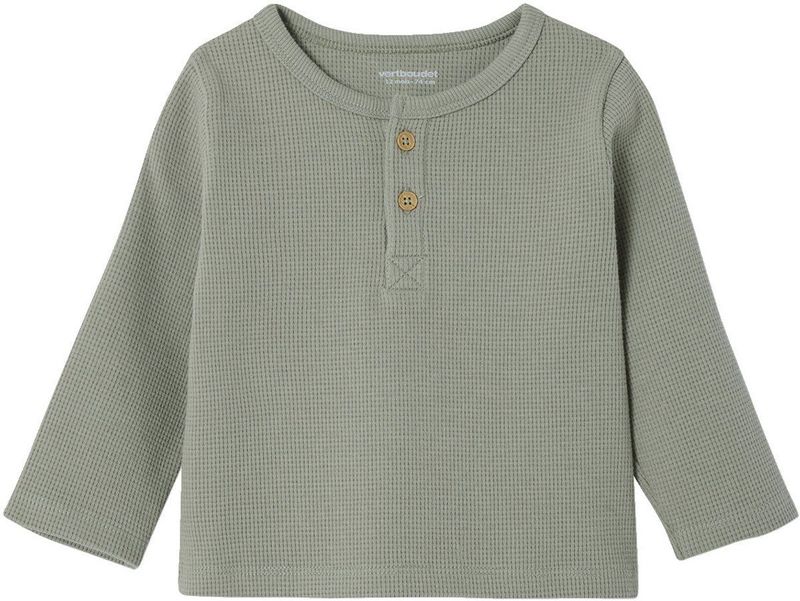 T-shirt - Saliegroen - Baby - Lange Mouwen - Honingraatsteek