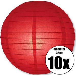 10 rode lampionnen met een diameter van 35cm