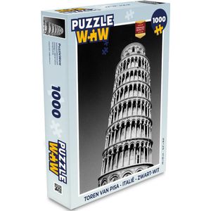 Puzzel Toren van Pisa - Italië - Zwart-Wit - Legpuzzel - Puzzel 1000 stukjes volwassenen