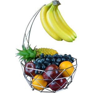 Fruitmand met bananenhanger en zilveren chroom afwerking Fruit Basket
