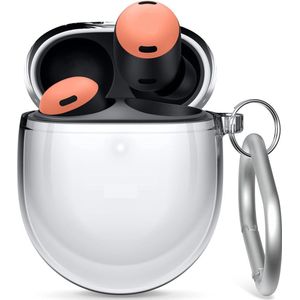 Duidelijk Geval Compatibel met Google Pixel Buds Pro Geval -TPU Transparant Schokbestendig, Beschermende Gevaldekking met Sleutelhanger, Draadloze Laden, het Verminderde Vergeelen (Transparant)