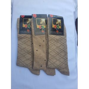 Geruiten en gestipte heren sokken - beige - 3 paar - katoen