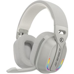 Ntech - Gaming Headset met Microfoon en RGB Light Wit - koptelefoon draadloos - Draadloze Game Headset 2.4GHz, USB C Geschikt voor PS4, PS5, Xbox One, Xbox Series, PC en Nintendo Switch 2 - Bluetooth Gaming Headsets