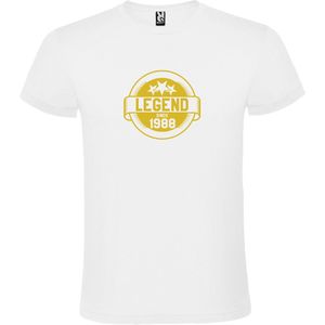 Wit T-Shirt met “Legend sinds 1988 “ Afbeelding Goud Size XXXL