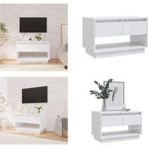 vidaXL Tv-meubel 70x41x44 cm spaanplaat hoogglans wit - Tv-kast - Tv-kasten - Tv-standaard - Wandtafel
