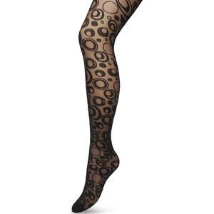 Bonnie Doon Panty 50 Denier Zwart Dames maat S/M - Rondjes en stipjes - Print - Cirkels - Dot Panty - Gladde Naden - Maximaal Draagcomfort - Circkles and Dots Tights - Chique Panty - Feestelijk - Black - BP221904.101