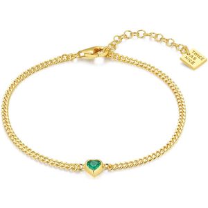 Twice As Nice Armband in zilver, goudkleurig, groene hartvormige zirkonia steen 15 cm+3 cm