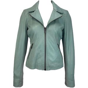 Dames Korte Blauwe Echte Leren Jas – Rosemary M