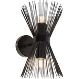 QAZQA broom - Art Deco Wandlamp voor binnen - 2 lichts - D 23 cm - Zwart - Woonkamer | Slaapkamer | Keuken