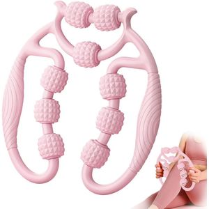 Massageroller, beenmassagerol, beenmassageapparaat, cellulitis, diepe weefselmassage, handvat been, roze