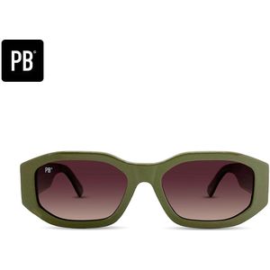 PB Sunglasses - Yves Olive - Zonnebril dames en heren - Gepolariseerd - Olijfgroen - 100% stevig acetaat frame - Rechthoekige zonnebril