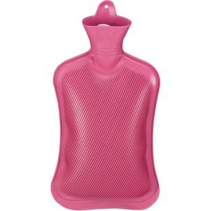Relaxdays warm water kruik - rubber - zonder hoes - veilig - 2 l - bedkruik - roze