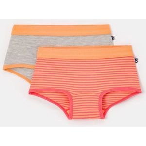 Woody duopack boxershort meisjes - grijs melange/gestreept - 251-10-SHD-Z/015 - maat 98