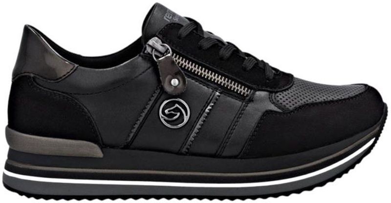 Sneakers - Zwart/Grijs - Ritssluiting/Vetersluiting - Plateau Hak