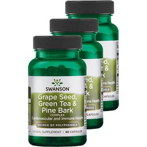 Swanson | Grape Seed, Green Tea & Pine Bark | 60 Capsules | 3 stuks | 3 x 60 Capsules