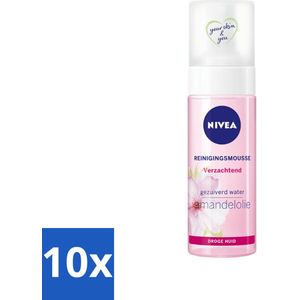 NIVEA - Reinigingsmousse - Essentials Verzachtend - Voor droge & gevoelige huid - Met Amandelolie & Hydramine - 150 ml - Bulkverpakking - 10 stuks