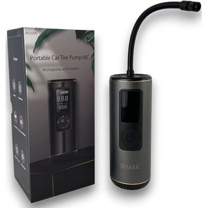 SHARK Portable Car Tire Pump MC | Elektrische bandenpomp oplaadbaar | Portable pomp | Luchtcompressor | Pech onderweg | Reispomp | Autopomp | Fietspomp | Autoband | Band | Banden | Auto | Fiets | Motor | Caravan | Camper | Scooter | Fatbike | Bar/Psi
